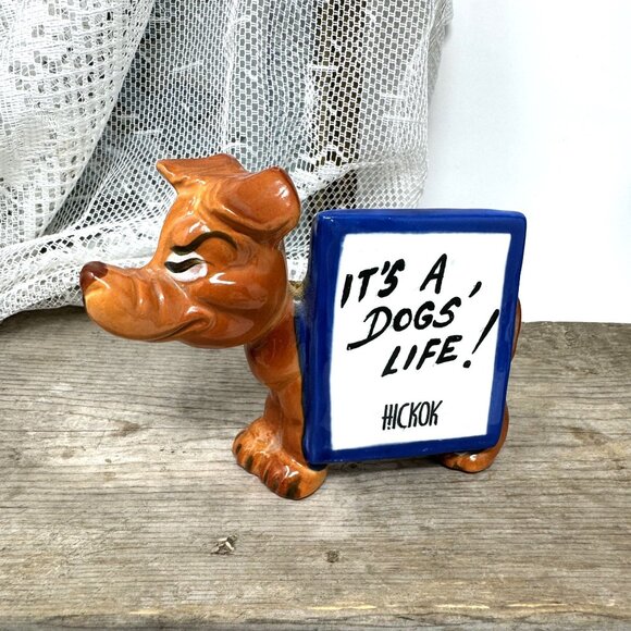 Vintage Hickok Ceramic Dog Figurine - It's A Dogs' Life! - Hand-Painted - Made I - Picture 5 of 7